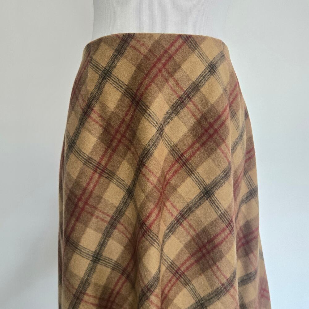 Vintage Womens Heritage Wool Maxi Skirt Plaid Old Money East Coast Brown Fall 10 - Picture 5 of 12